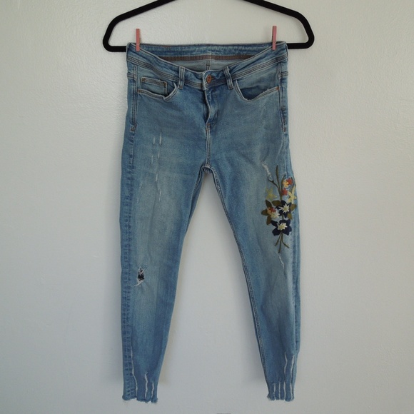Zara Denim - Zara Skinny Jeans High Rise Floral Print EUC